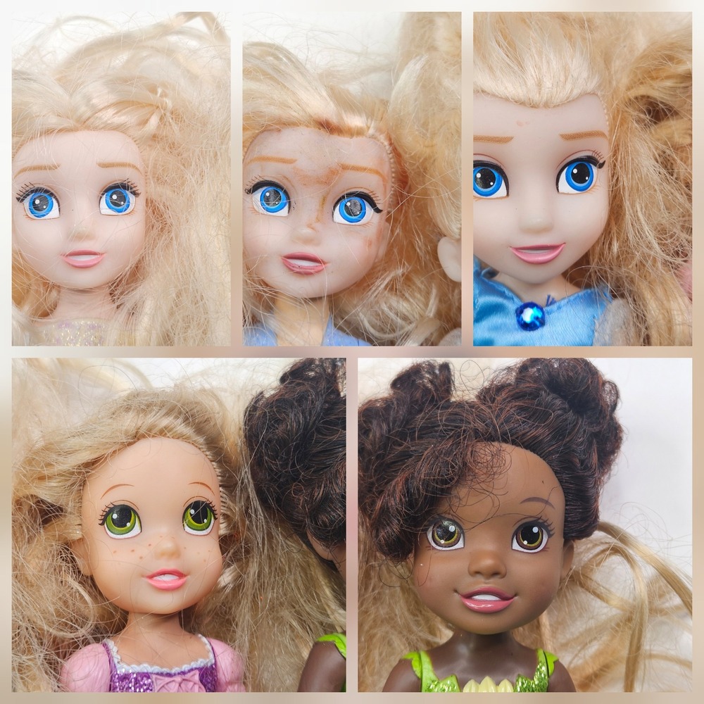 Disney Princess Small Doll Lot Kids OS Multicolor Elsa Anna Rapunzel Tiana 5pc